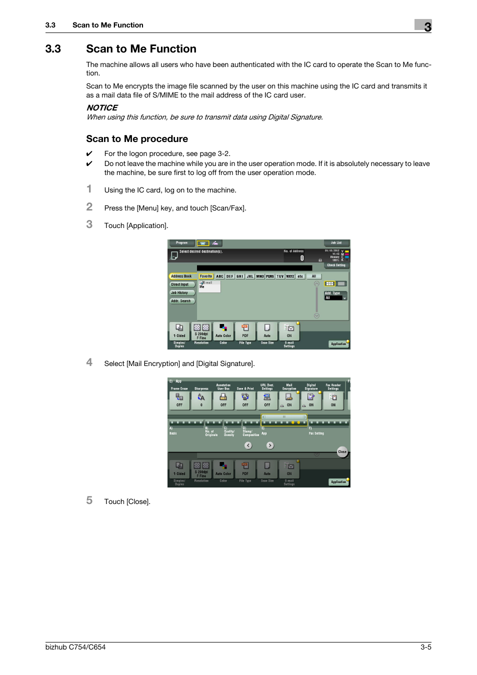 3 scan to me function, Scan to me procedure, Scan to me function -5 scan to me procedure -5 | Konica Minolta bizhub C654 User Manual | Page 56 / 58