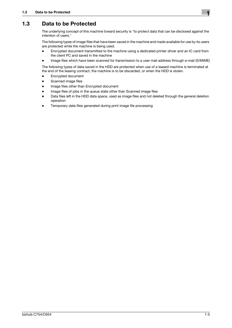 3 data to be protected, Data to be protected -5 | Konica Minolta bizhub C654 User Manual | Page 8 / 58
