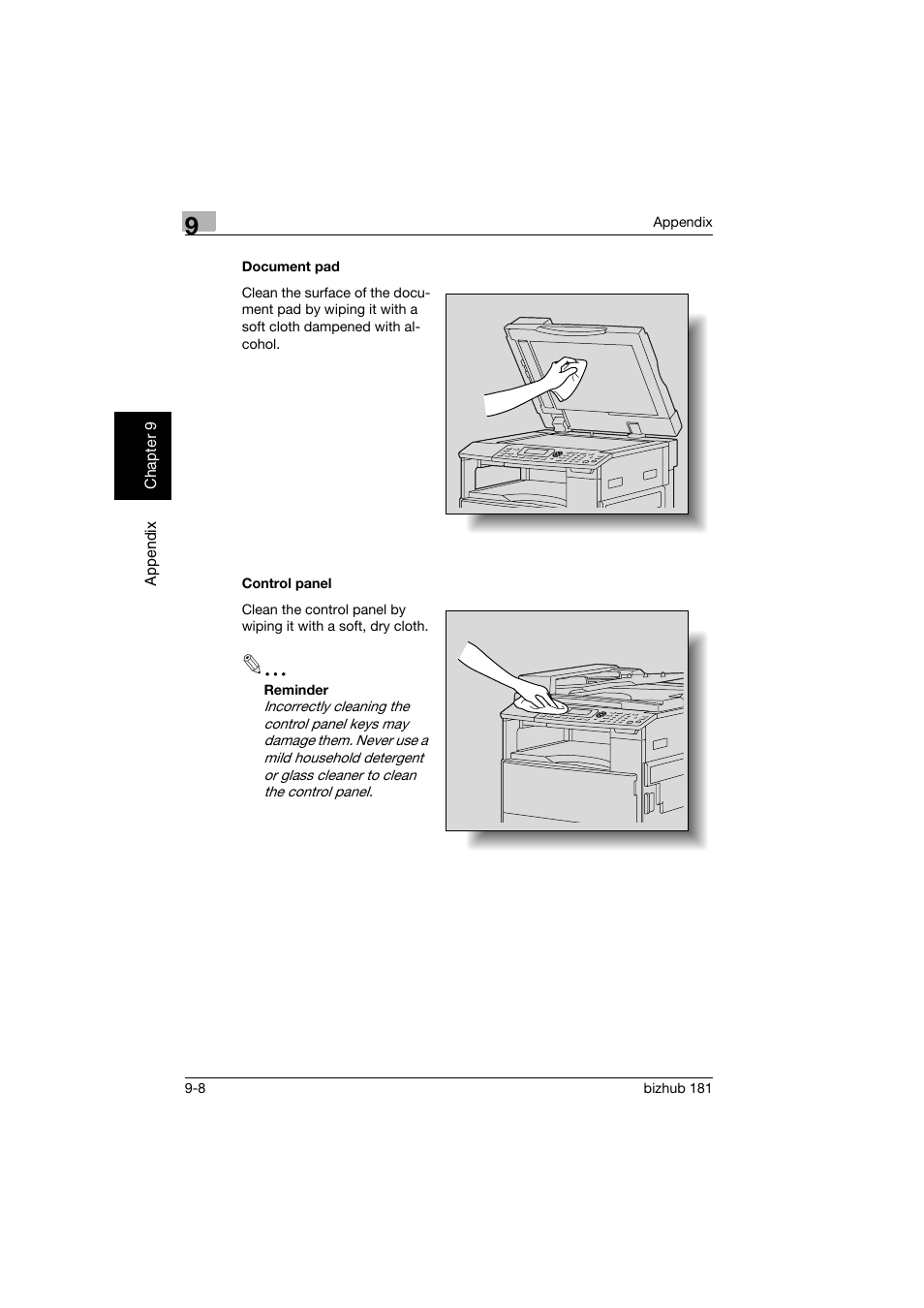 Document pad, Control panel, Document pad -8 control panel -8 | Konica Minolta bizhub 181 User Manual | Page 311 / 322