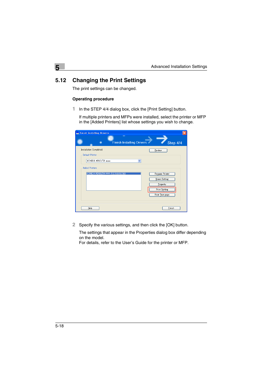 12 changing the print settings, Operating procedure, Changing the print settings -18 | Operating procedure -18 | Konica Minolta BIZHUB PRO 1050 User Manual | Page 33 / 36