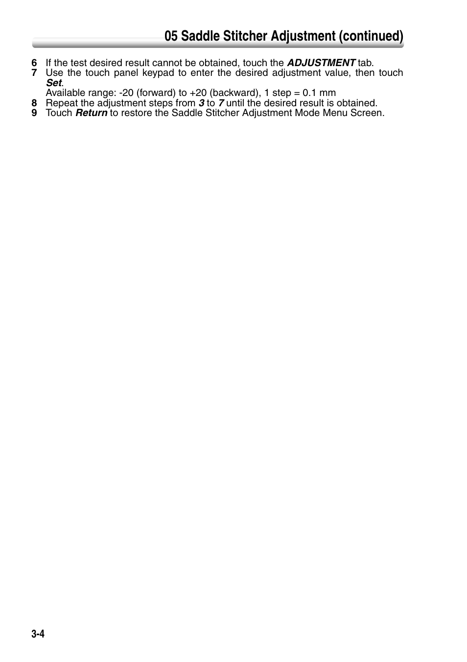 05 saddle stitcher adjustment (continued) | Konica Minolta SD-501 User Manual | Page 40 / 52