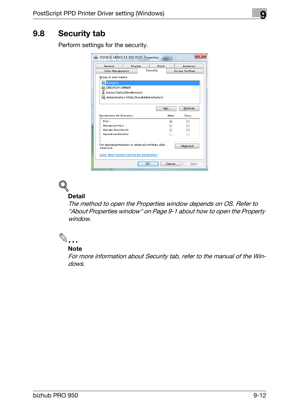 8 security tab, Security tab -12 | Konica Minolta bizhub PRO 950 User Manual | Page 197 / 320
