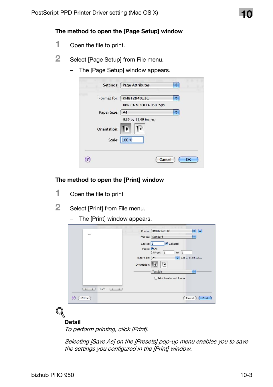 The method to open the [print] window | Konica Minolta bizhub PRO 950 User Manual | Page 222 / 320