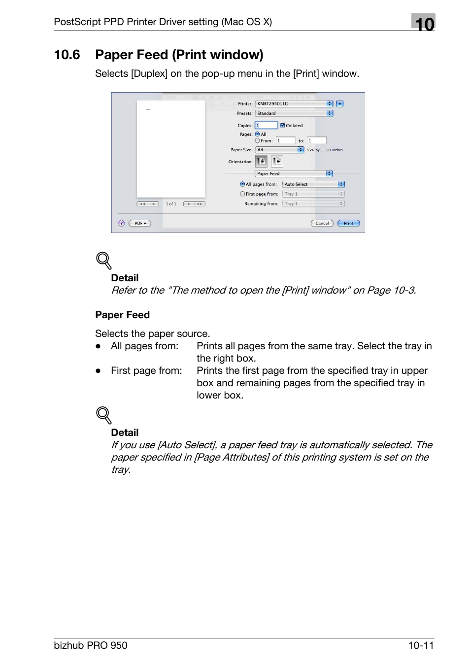 6 paper feed (print window), Paper feed, Paper feed (print window) -11 | Konica Minolta bizhub PRO 950 User Manual | Page 230 / 320