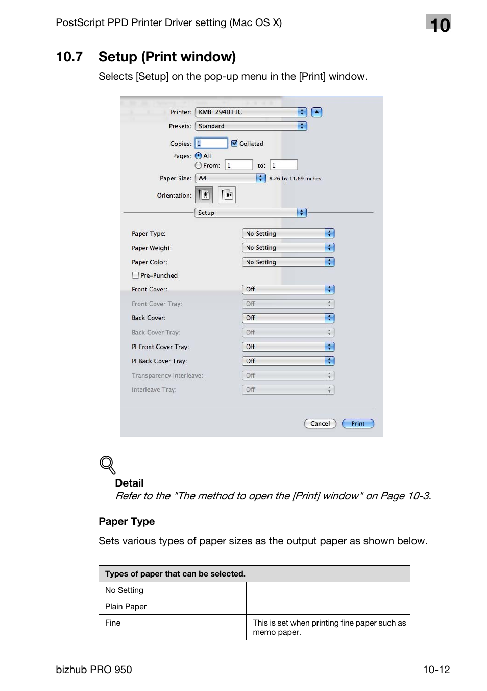 7 setup (print window), Paper type, Setup (print window) -12 | Konica Minolta bizhub PRO 950 User Manual | Page 231 / 320