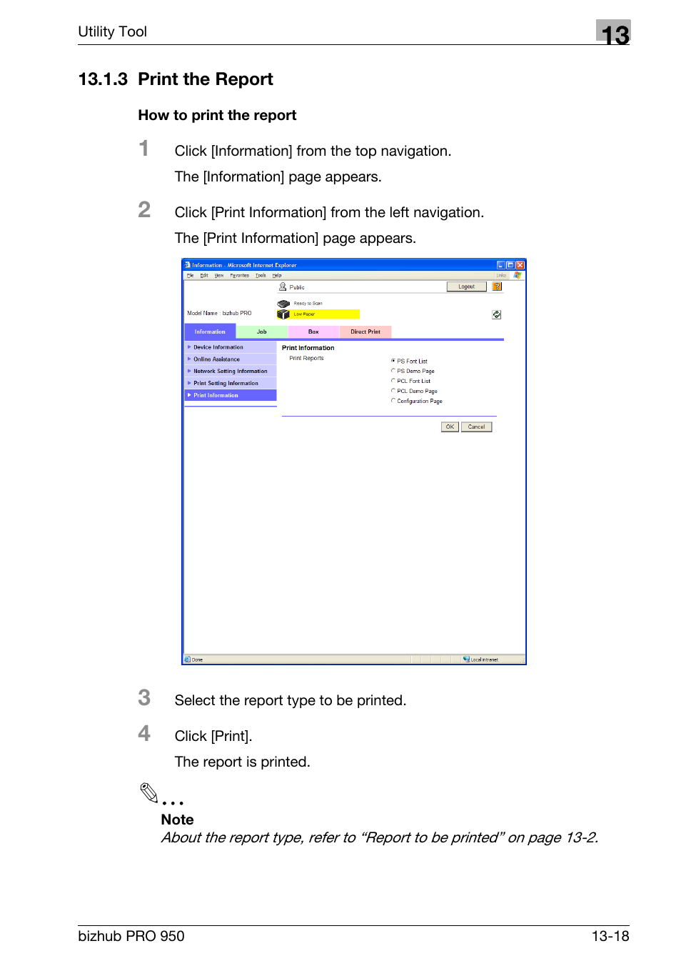 3 print the report, How to print the report, Print the report -18 | Konica Minolta bizhub PRO 950 User Manual | Page 285 / 320