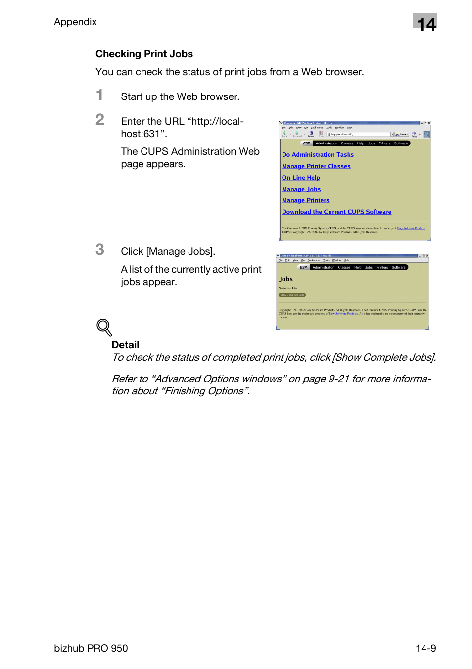 Checking print jobs | Konica Minolta bizhub PRO 950 User Manual | Page 311 / 320