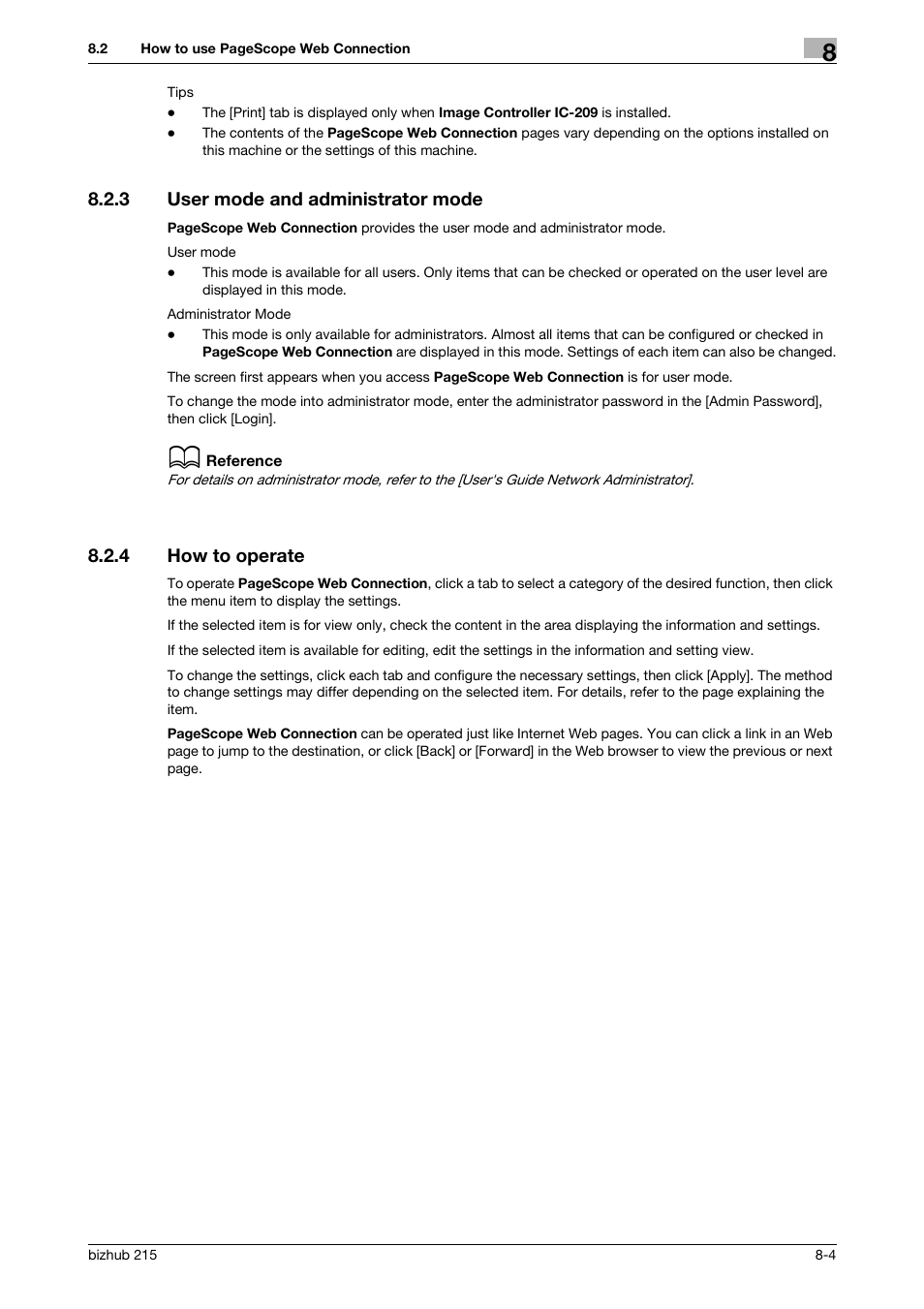 3 user mode and administrator mode, 4 how to operate, User mode and administrator mode -4 | How to operate -4 | Konica Minolta Bizhub 215 User Manual | Page 70 / 91