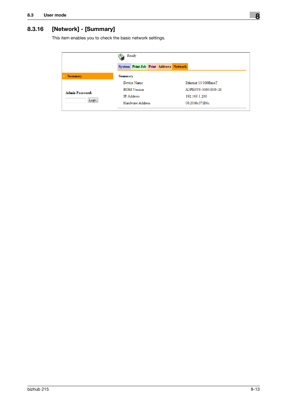16 [network] - [summary, Network] - [summary] -13 | Konica Minolta Bizhub 215 User Manual | Page 79 / 91