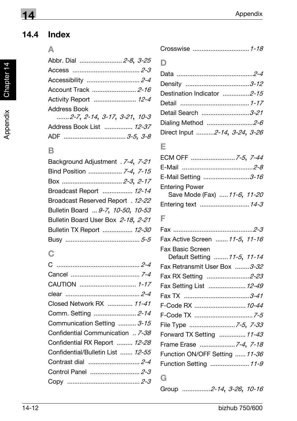 4 index, Index -12, 4 index a | Konica Minolta FK-502 User Manual | Page 455 / 458