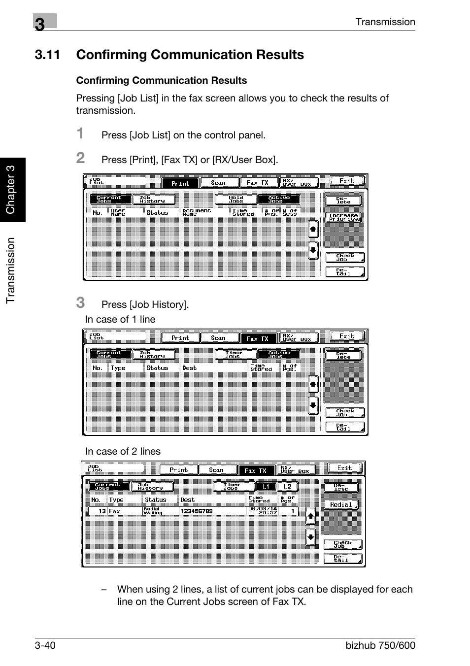 11 confirming communication results, Confirming communication results, Confirming communication results -40 | Konica Minolta FK-502 User Manual | Page 99 / 458