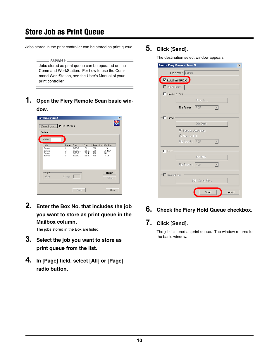 Store job as print queue | Konica Minolta bizhub PRO C500 User Manual | Page 10 / 17