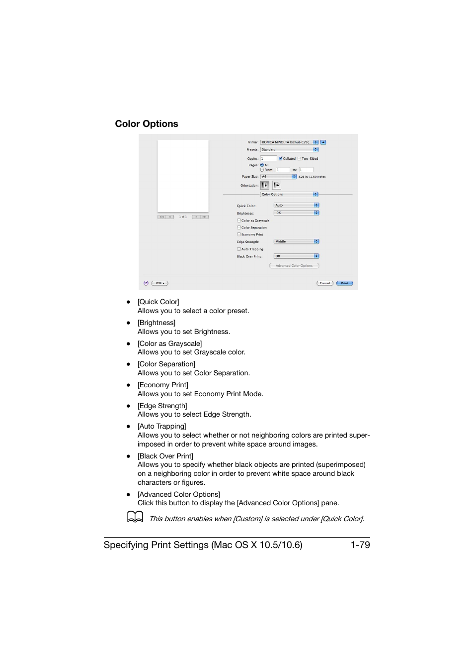 Color options, Color options -79 | Konica Minolta bizhub C25 User Manual | Page 108 / 551