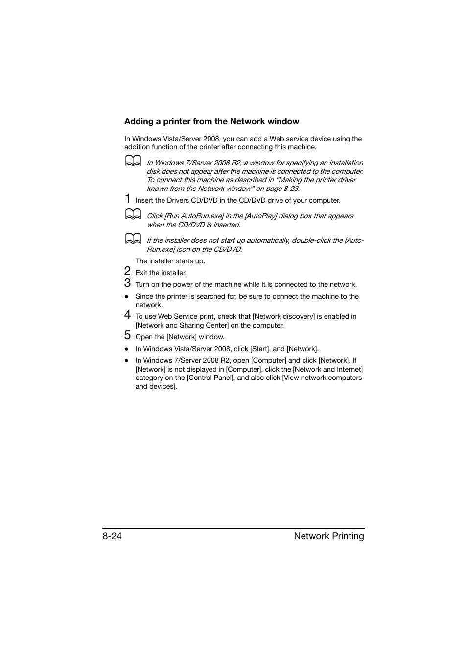 Adding a printer from the network window, Adding a printer from the network window -24 | Konica Minolta bizhub C25 User Manual | Page 271 / 551