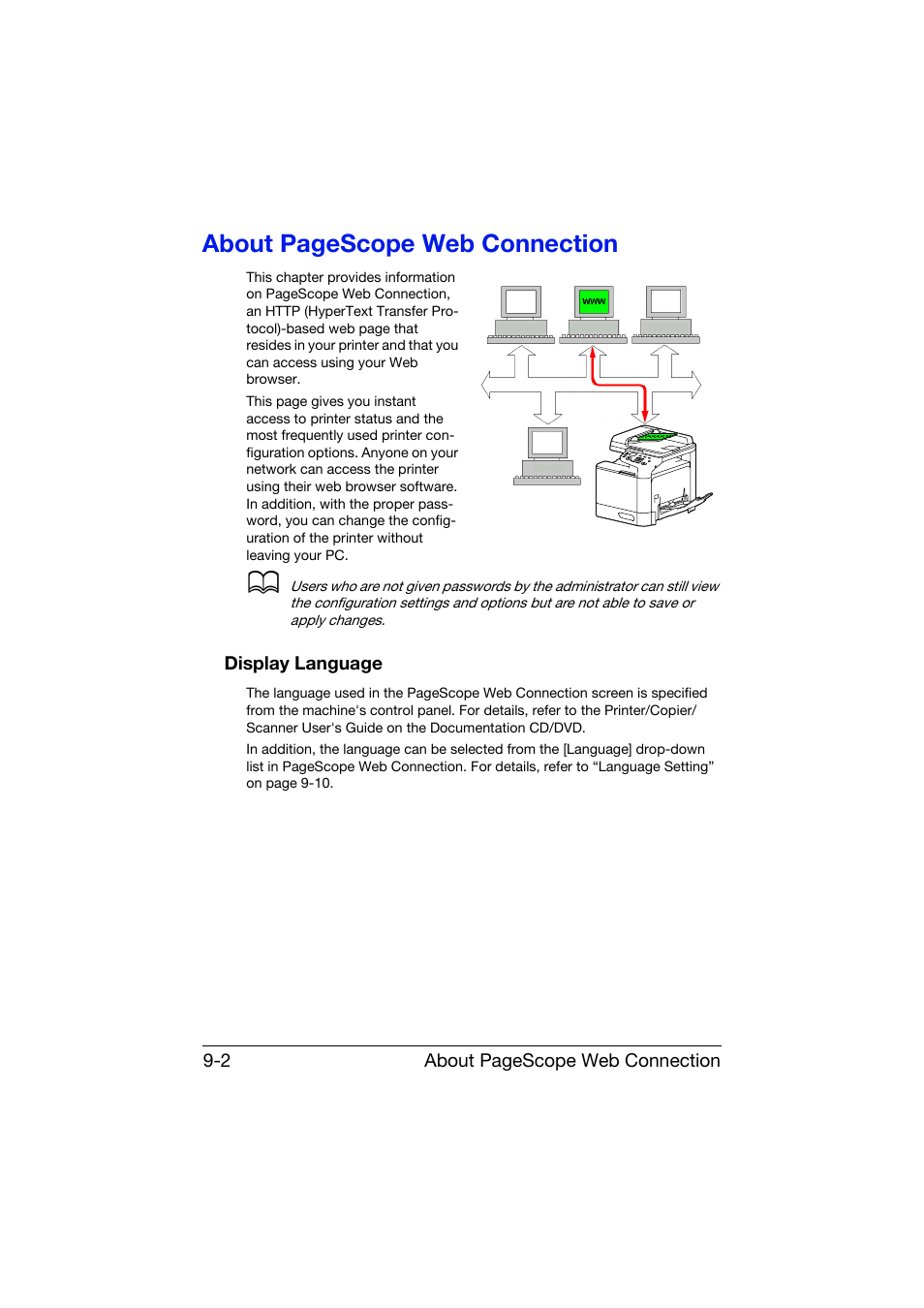 Display language, Display language -2, About pagescope web connection | Konica Minolta bizhub C25 User Manual | Page 289 / 551