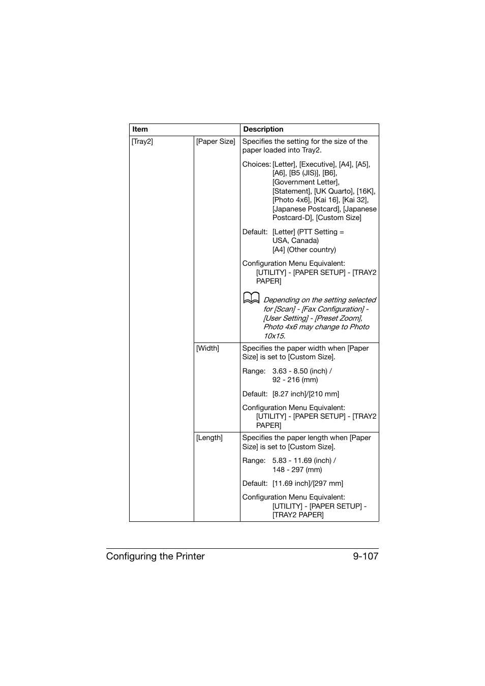 Configuring the printer 9-107 | Konica Minolta bizhub C25 User Manual | Page 394 / 551