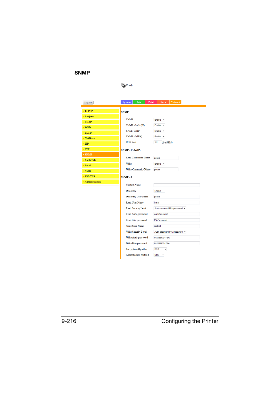 Snmp, Snmp -216 | Konica Minolta bizhub C25 User Manual | Page 503 / 551