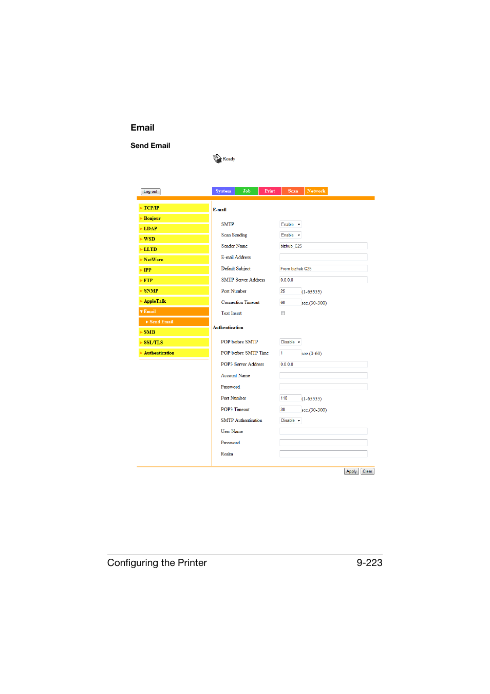 Email, Email -223 | Konica Minolta bizhub C25 User Manual | Page 510 / 551