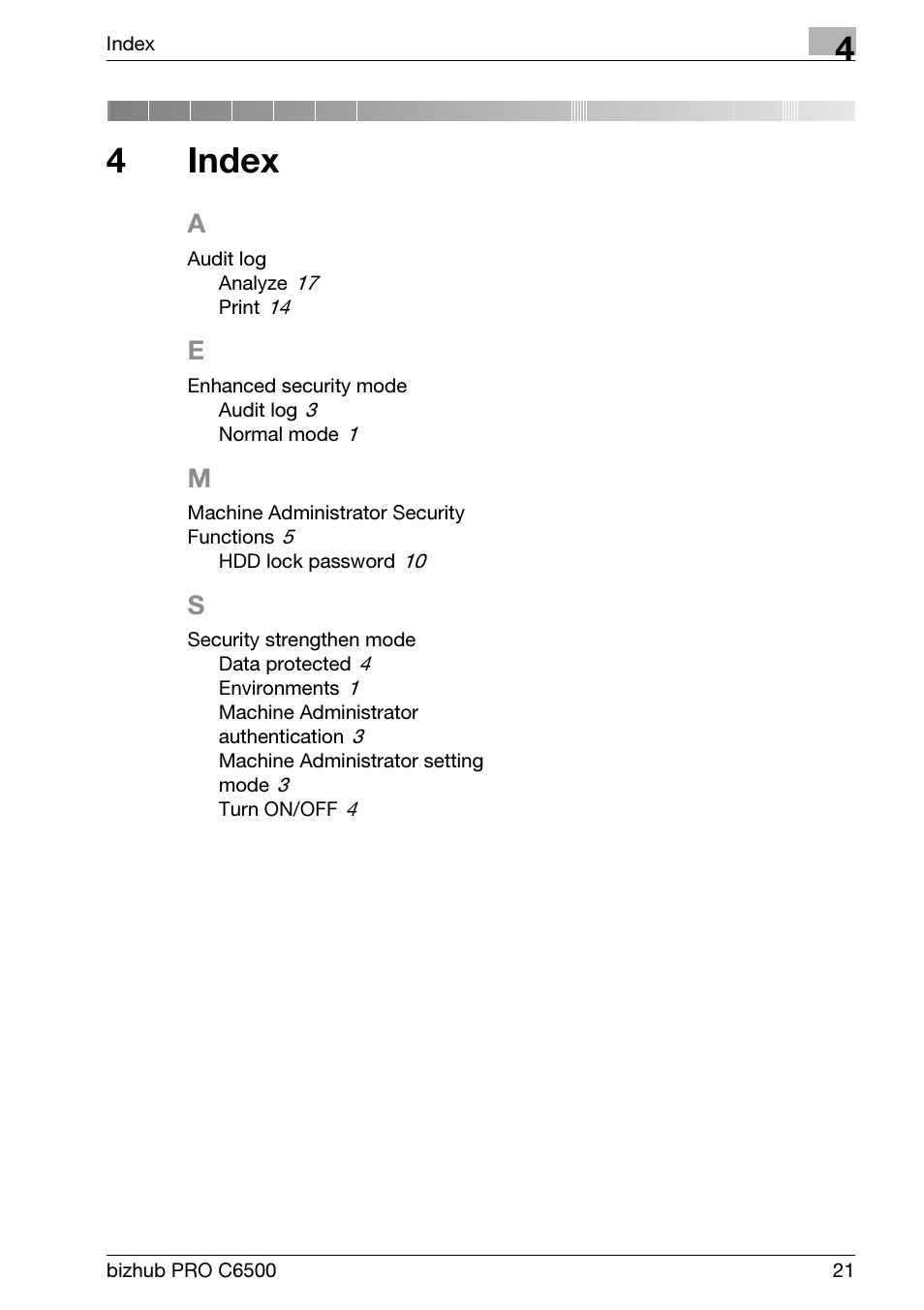 4 index, Index, 4index | Konica Minolta bizhub PRO C6500 User Manual | Page 29 / 32
