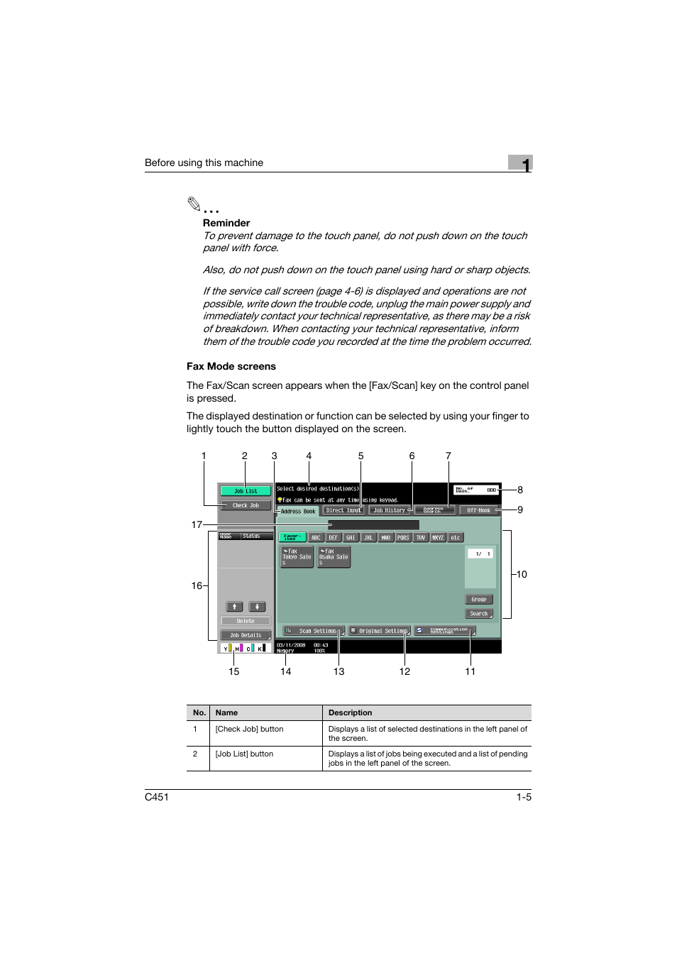 Fax mode screens, Fax mode screens -5 | Konica Minolta FK-502 User Manual | Page 42 / 492