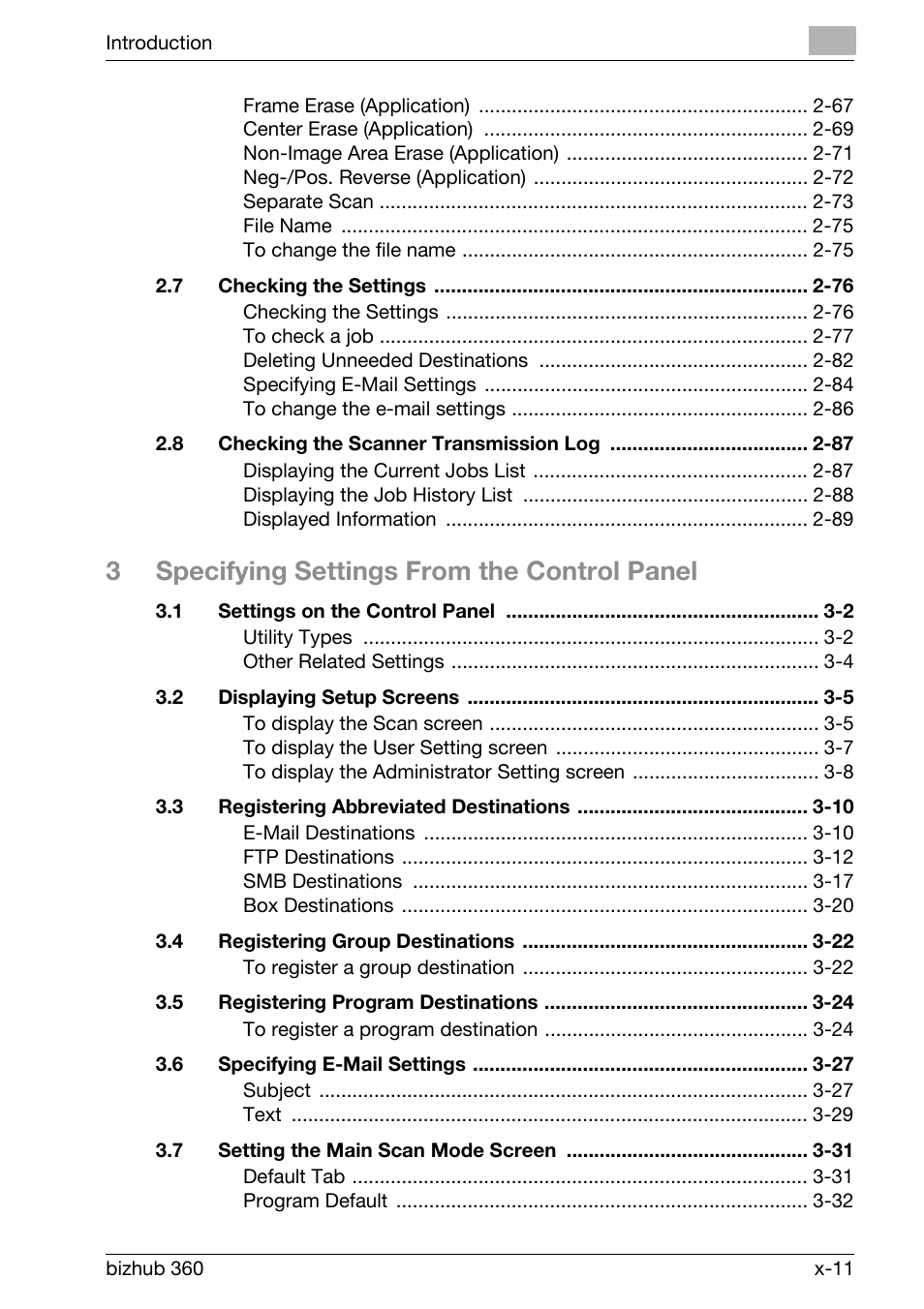 3specifying settings from the control panel | Konica Minolta bizhub 360 User Manual | Page 12 / 414