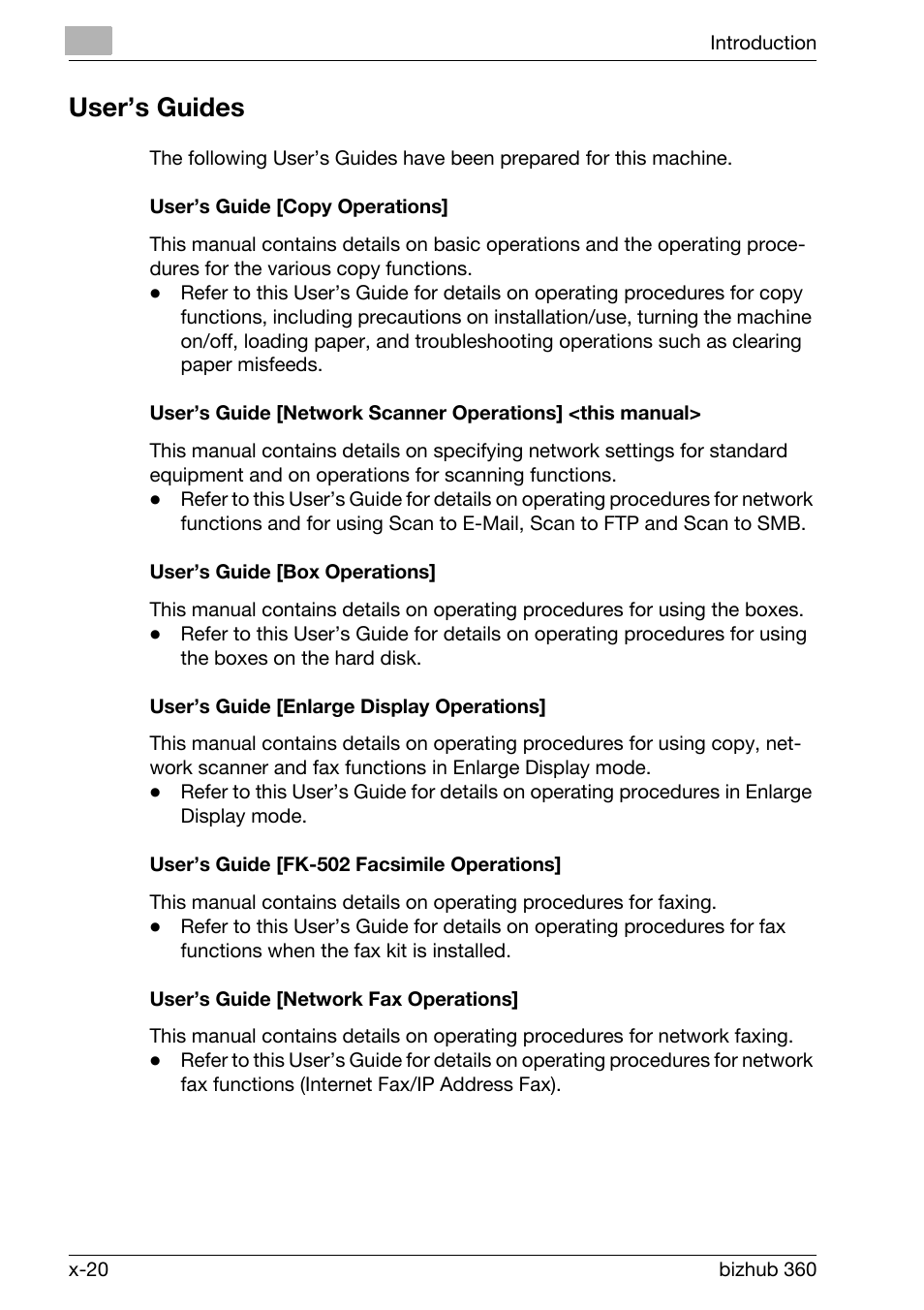 User’s guides | Konica Minolta bizhub 360 User Manual | Page 21 / 414