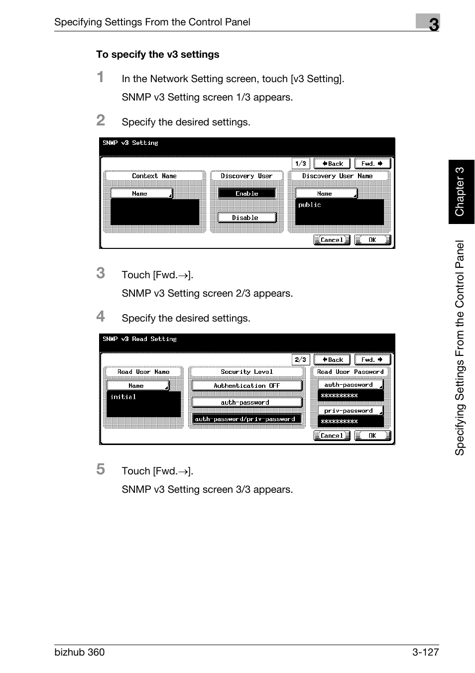To specify the v3 settings -127 | Konica Minolta bizhub 360 User Manual | Page 252 / 414