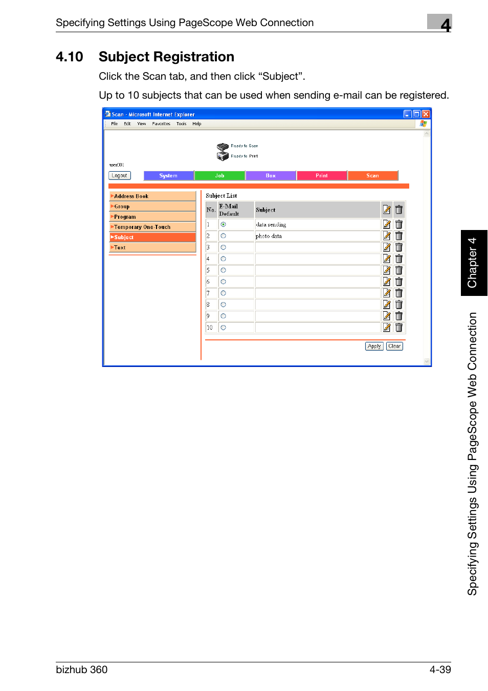 10 subject registration, Subject registration -39 | Konica Minolta bizhub 360 User Manual | Page 310 / 414