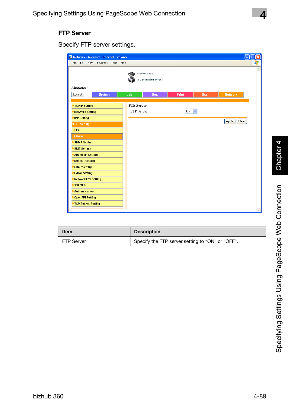 Ftp server -89 | Konica Minolta bizhub 360 User Manual | Page 360 / 414