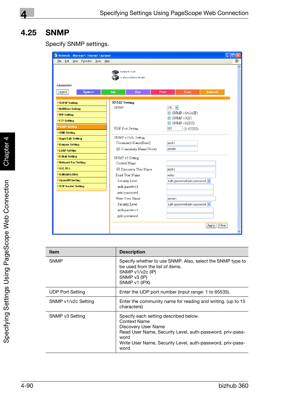 25 snmp, Snmp -90 | Konica Minolta bizhub 360 User Manual | Page 361 / 414