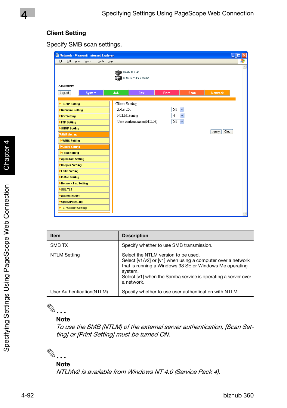 Client setting -92 | Konica Minolta bizhub 360 User Manual | Page 363 / 414