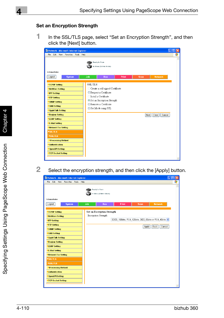 Set an encryption strength -110 | Konica Minolta bizhub 360 User Manual | Page 381 / 414