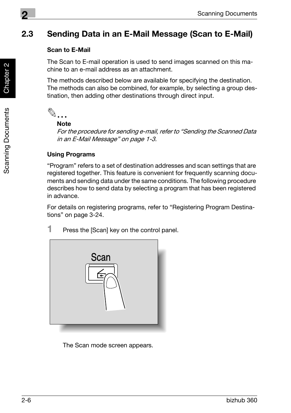 Scan to e-mail -6 using programs -6, Scan | Konica Minolta bizhub 360 User Manual | Page 41 / 414