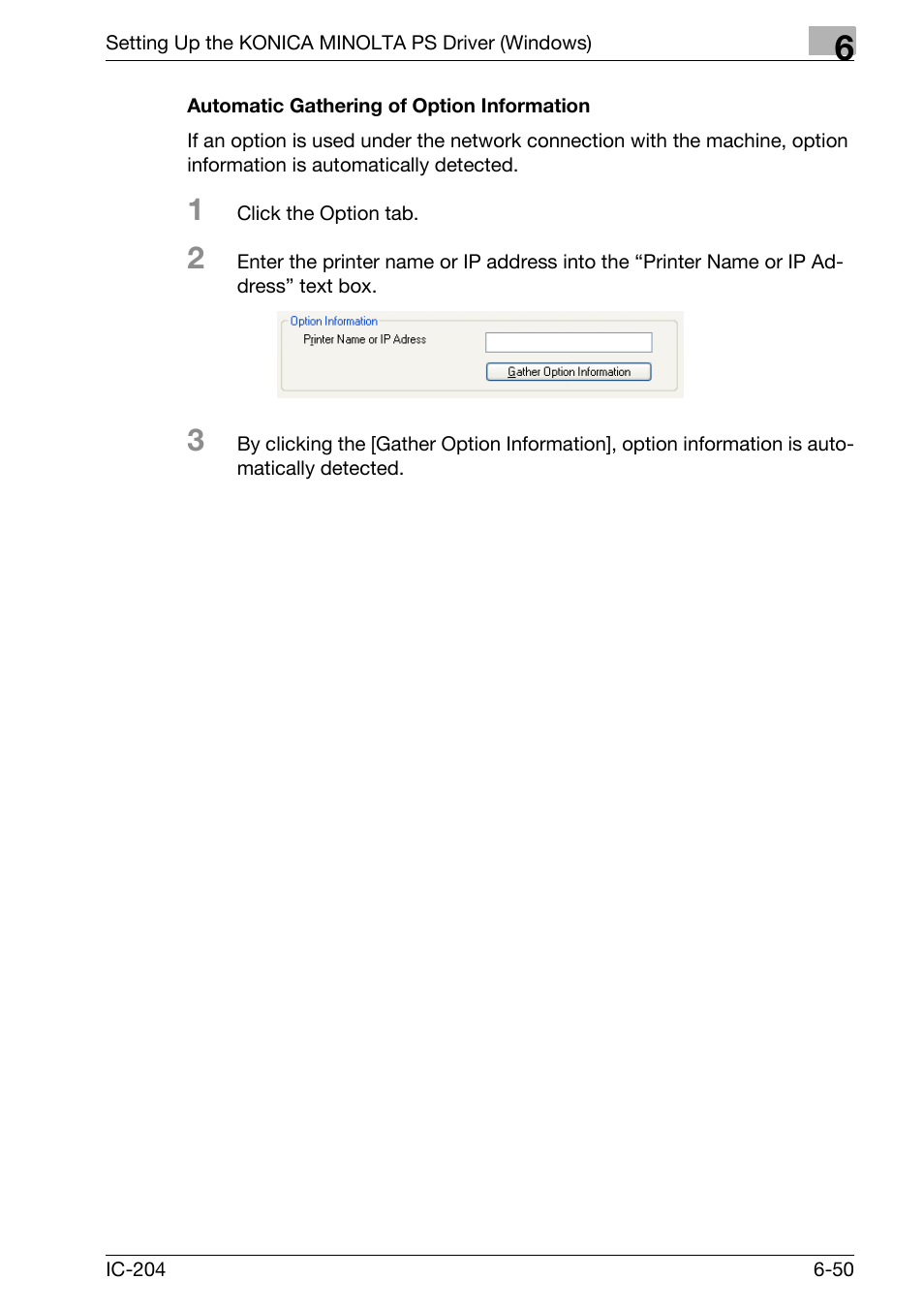 Automatic gathering of option information -50 | Konica Minolta bizhub 420 User Manual | Page 234 / 401