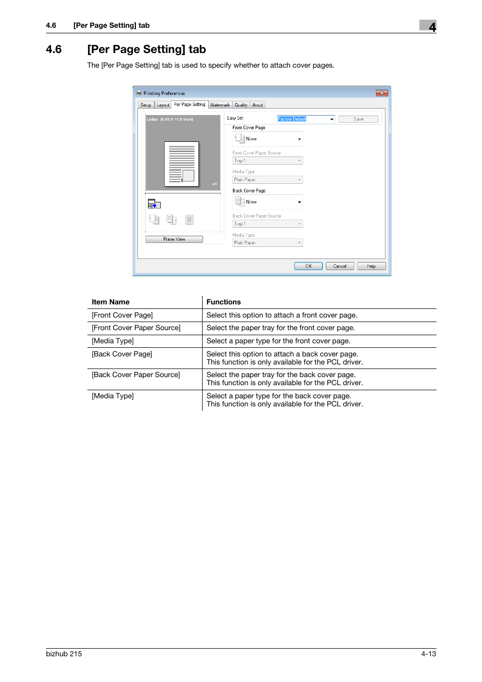 6 [per page setting] tab | Konica Minolta Bizhub 215 User Manual | Page 47 / 88