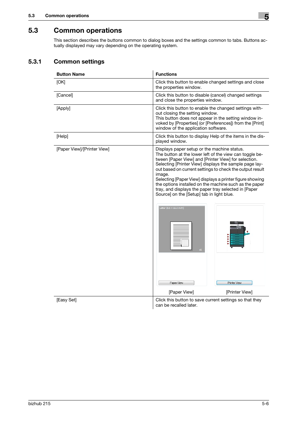 3 common operations, 1 common settings, Common operations -6 | Common settings -6 | Konica Minolta Bizhub 215 User Manual | Page 58 / 88