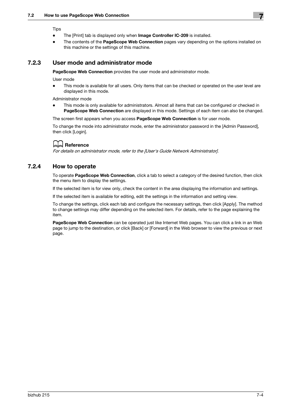 3 user mode and administrator mode, 4 how to operate, User mode and administrator mode -4 | How to operate -4 | Konica Minolta Bizhub 215 User Manual | Page 70 / 88