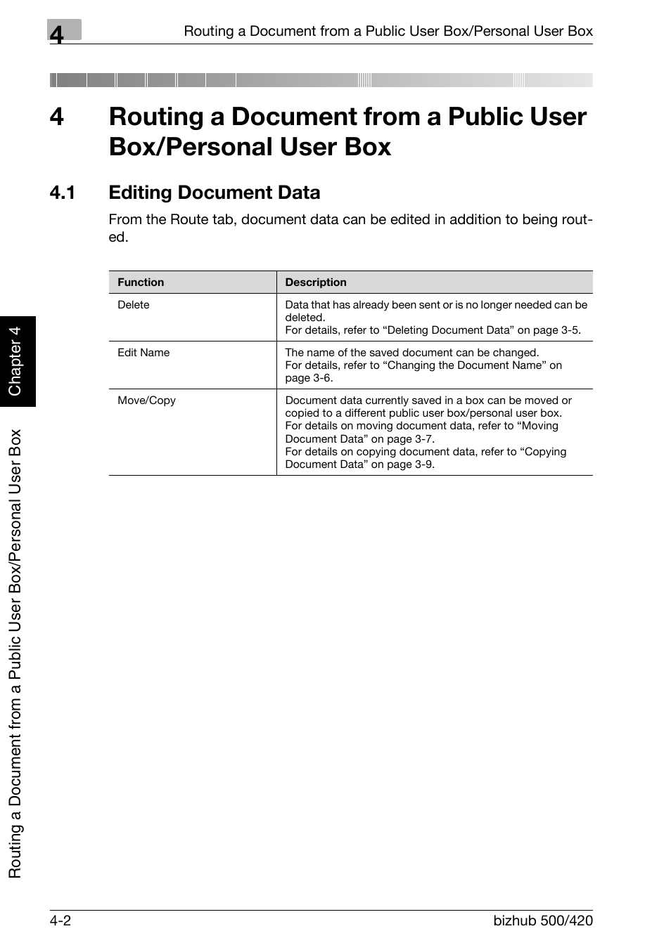 1 editing document data, Editing document data -2 | Konica Minolta bizhub 500 User Manual | Page 101 / 218