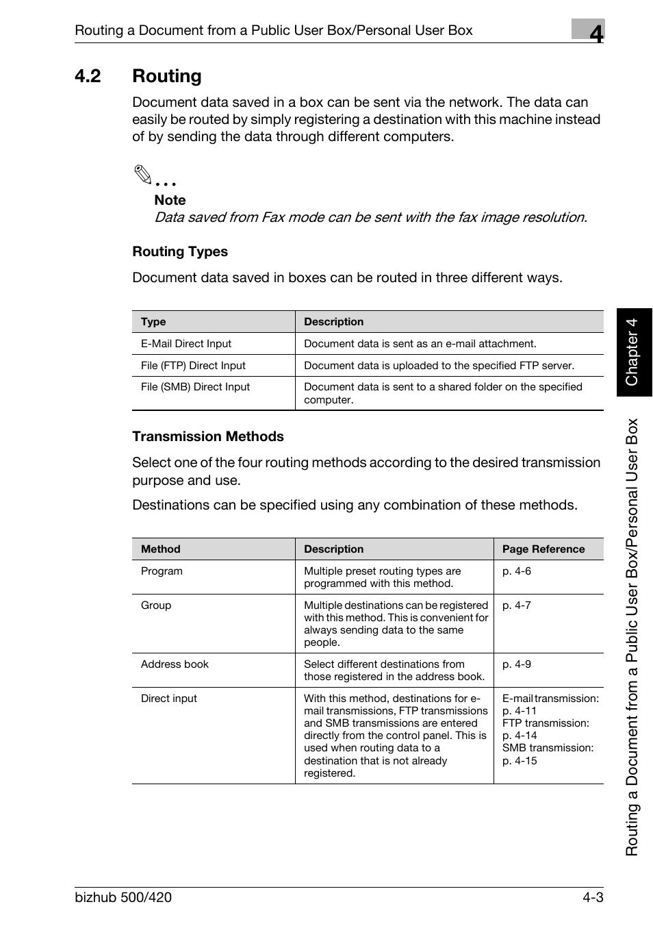 2 routing, Routing -3, Routing types -3 transmission methods -3 | Konica Minolta bizhub 500 User Manual | Page 102 / 218