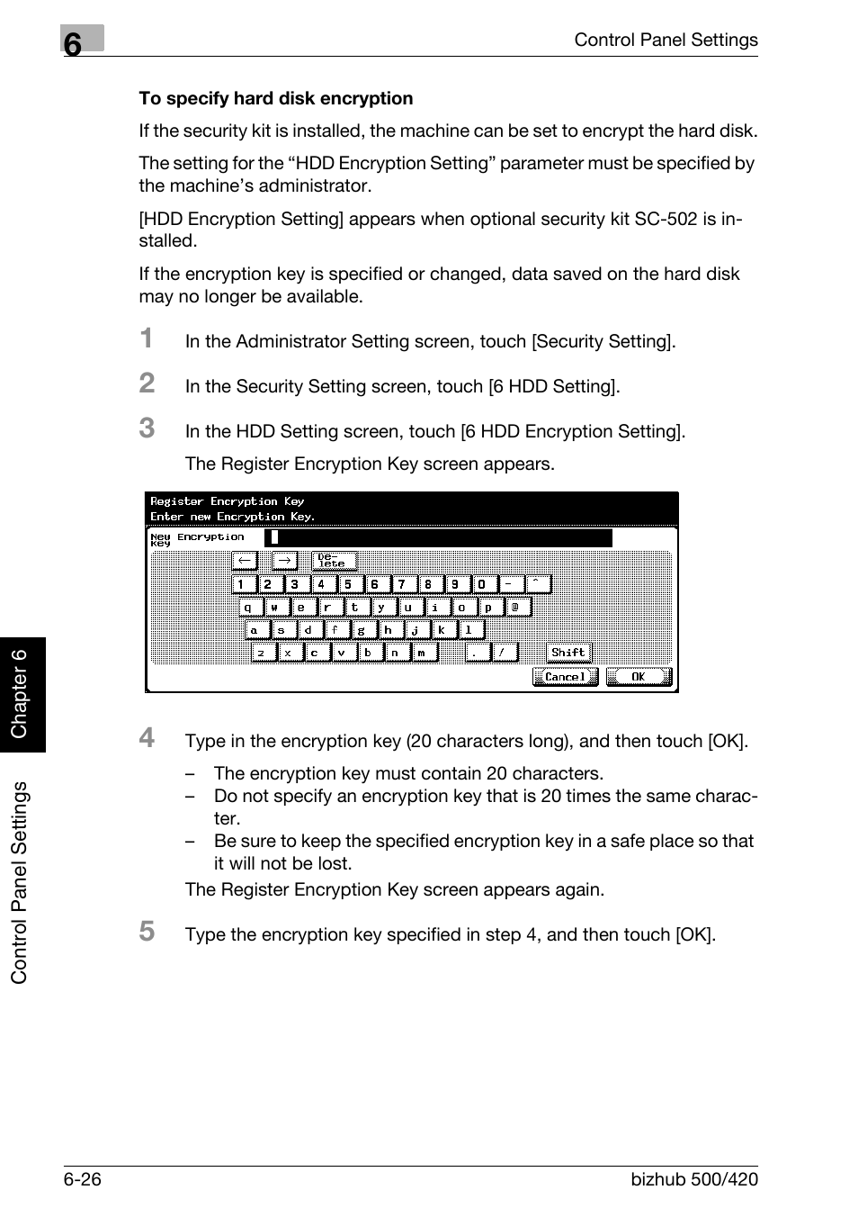 To specify hard disk encryption -26 | Konica Minolta bizhub 500 User Manual | Page 173 / 218