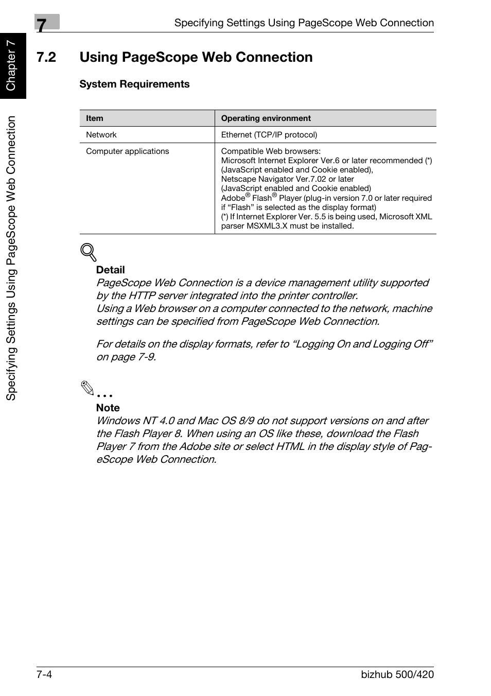 System requirements -4, 2 using pagescope web connection | Konica Minolta bizhub 500 User Manual | Page 179 / 218