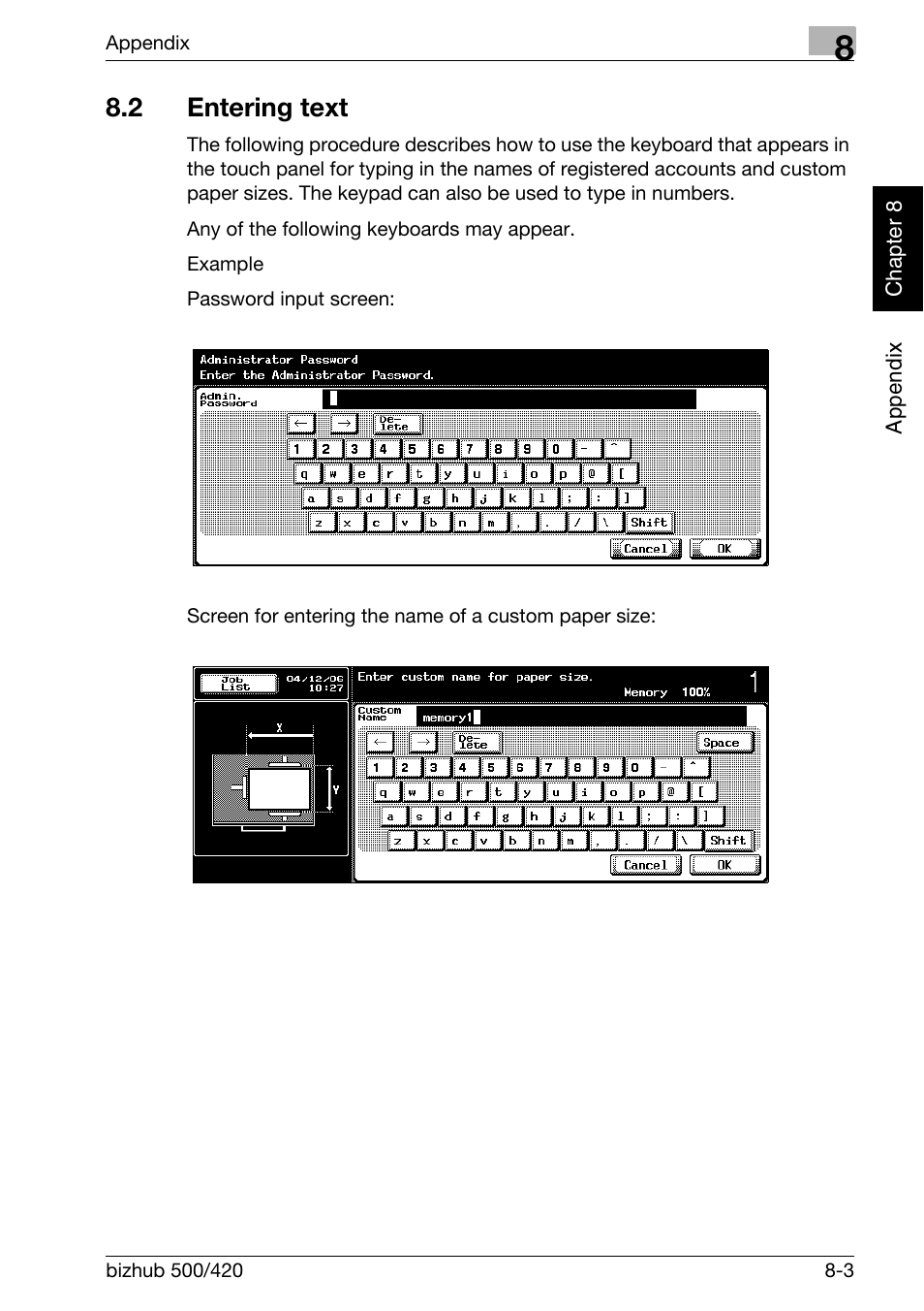 2 entering text, Entering text -3 | Konica Minolta bizhub 500 User Manual | Page 208 / 218