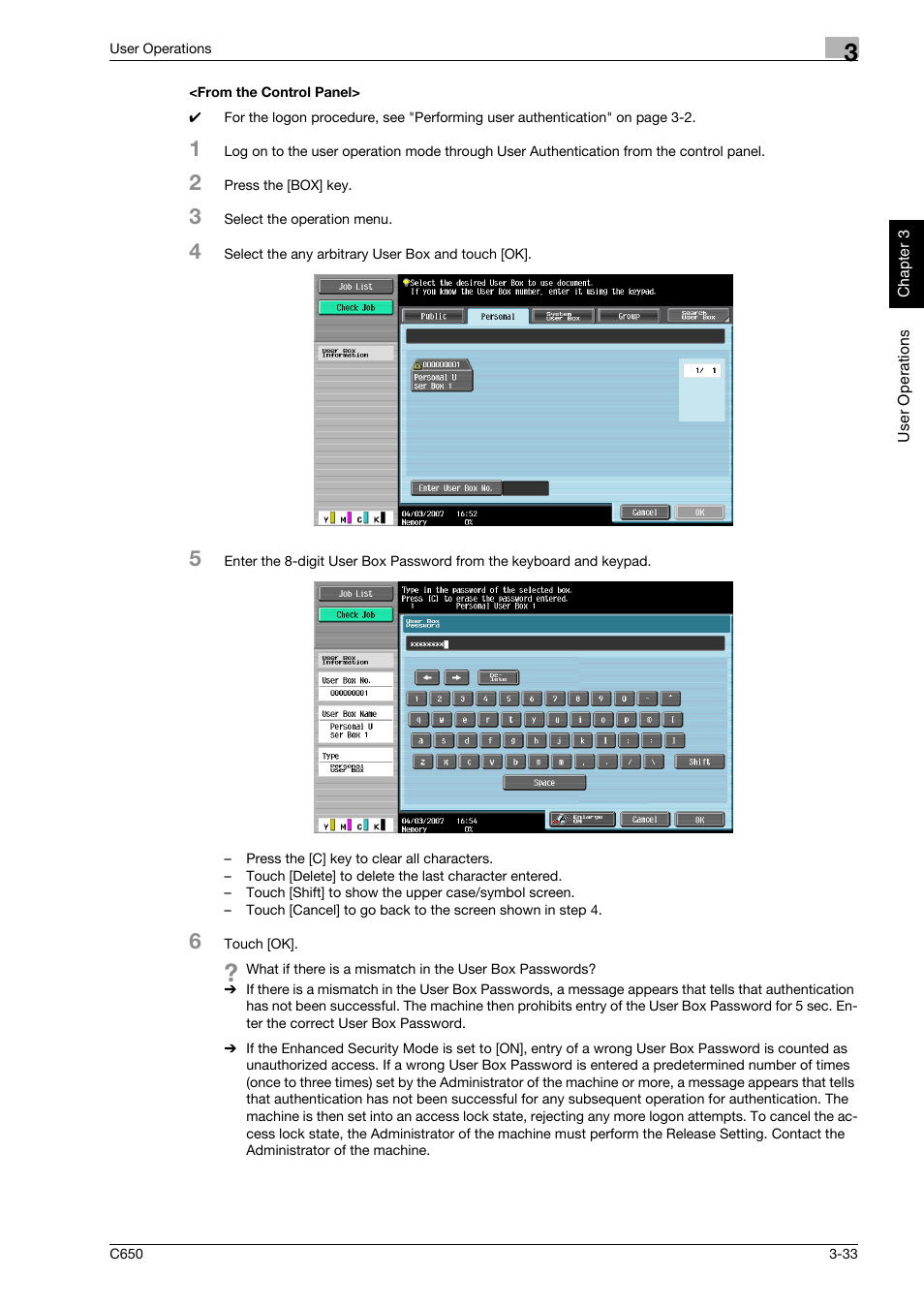 From the control panel, From the control panel> -33 | Konica Minolta bizhub C650 User Manual | Page 148 / 192