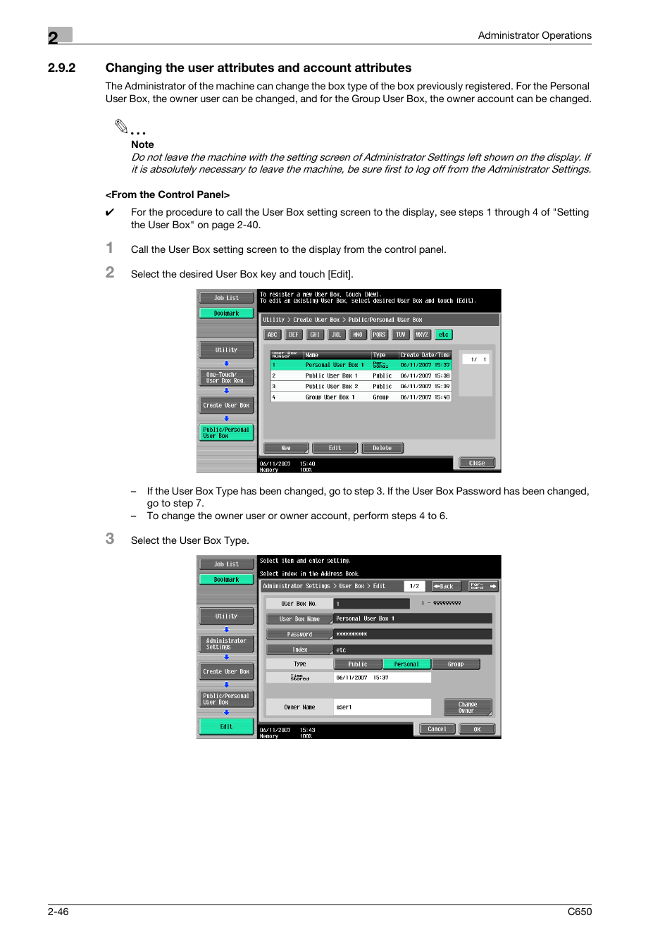 From the control panel | Konica Minolta bizhub C650 User Manual | Page 61 / 192