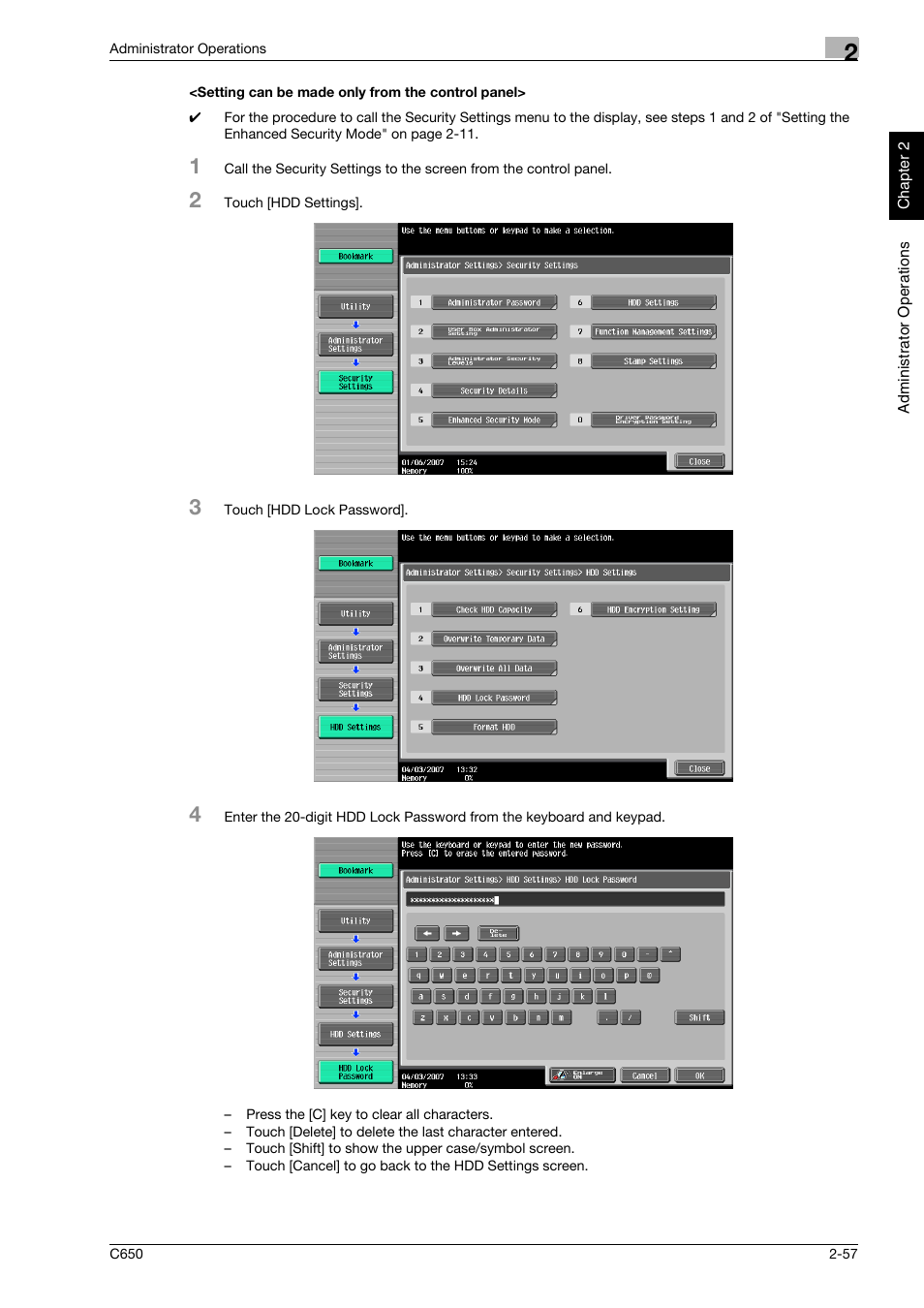 Setting can be made only from the control panel | Konica Minolta bizhub C650 User Manual | Page 72 / 192