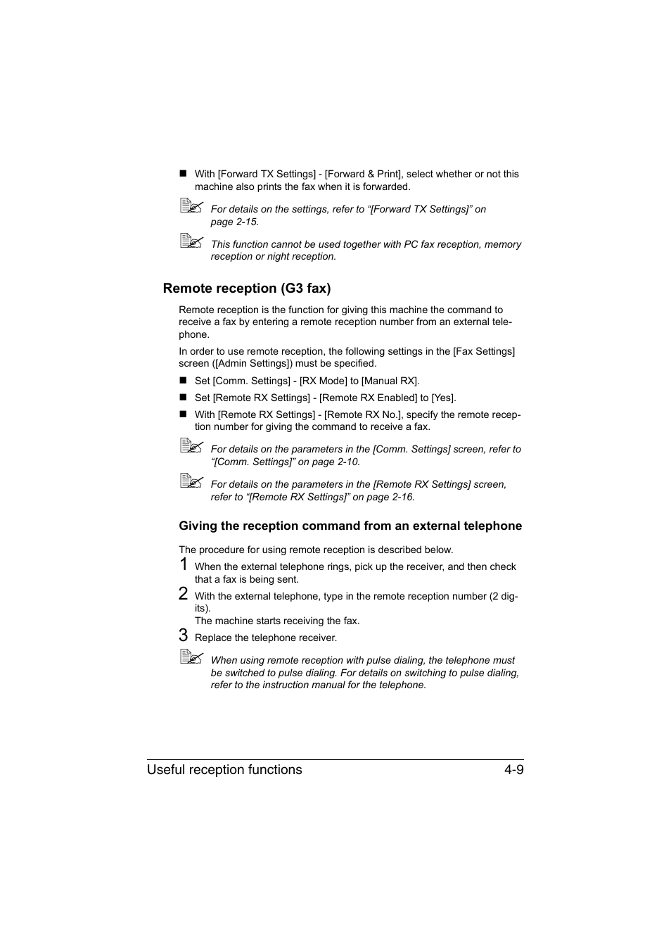 Remote reception (g3 fax), Remote reception (g3 fax) -9 | Konica Minolta bizhub C35 User Manual | Page 78 / 140