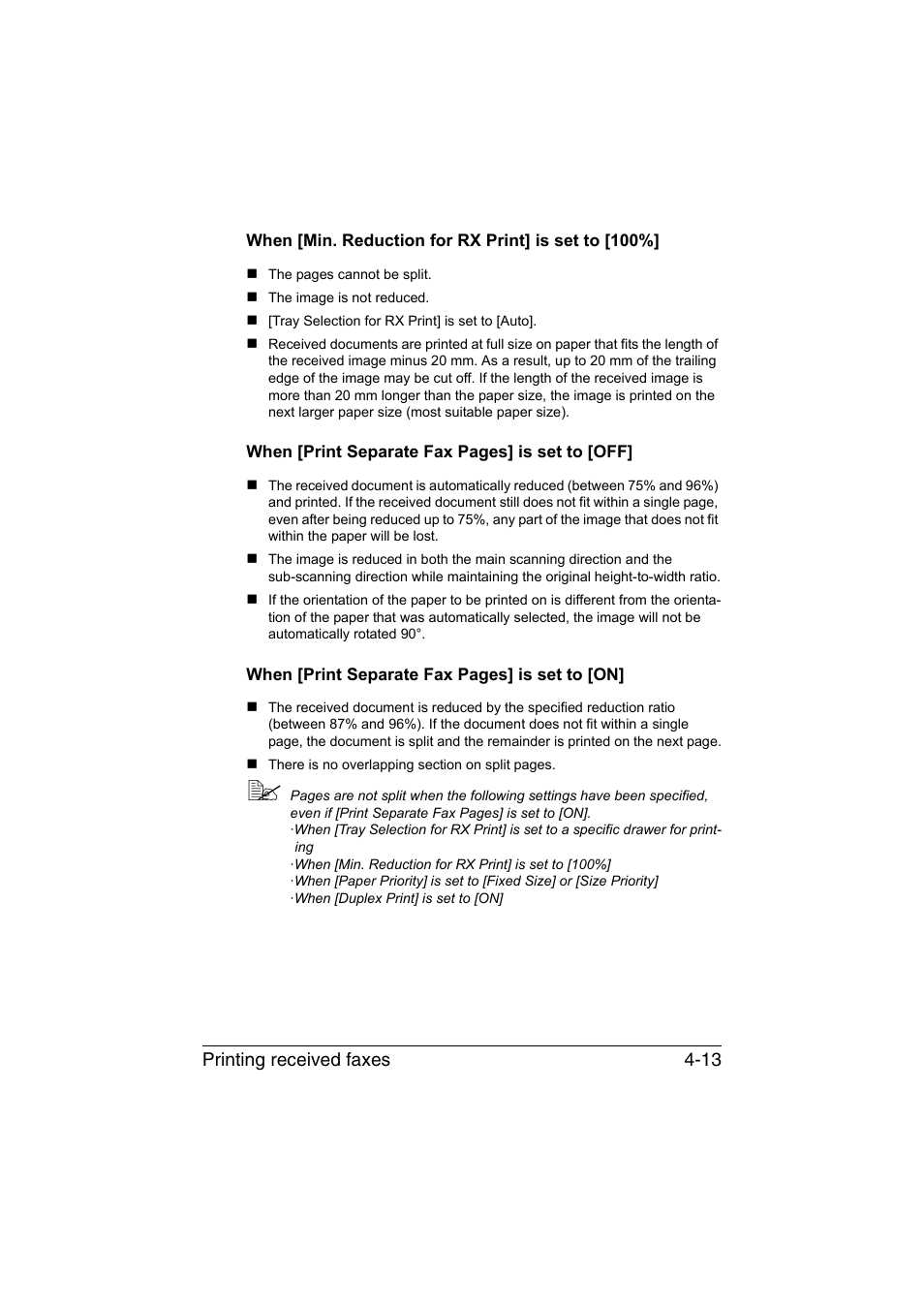 When [min. reduction for rx print] is set to [100 | Konica Minolta bizhub C35 User Manual | Page 82 / 140