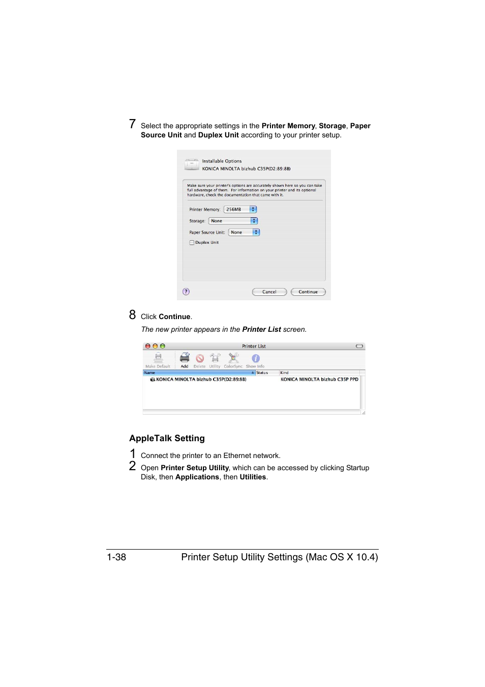 Appletalk setting, Appletalk setting -38 | Konica Minolta bizhub C35P User Manual | Page 63 / 409