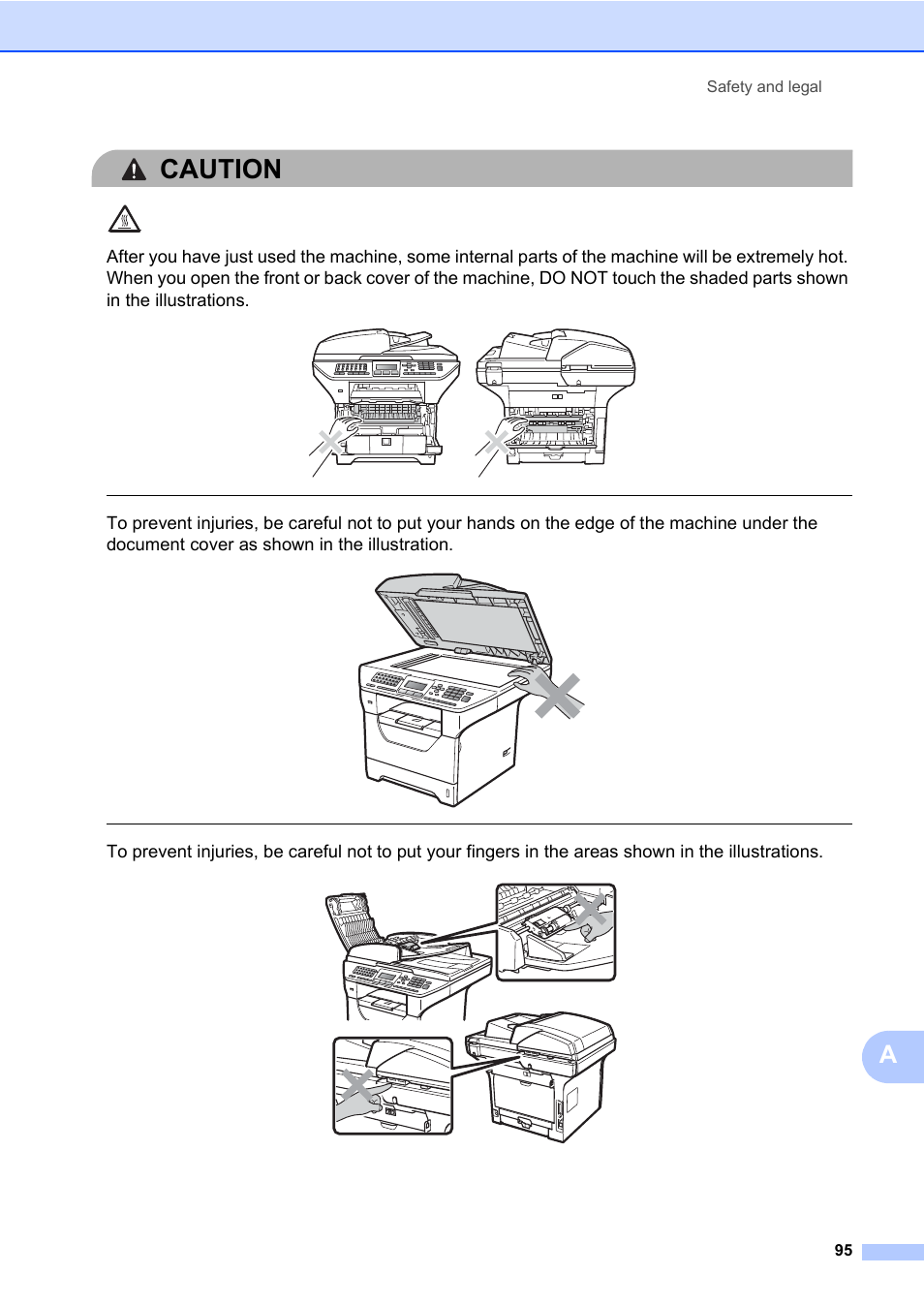 Caution, Safety and legal 95 | Konica Minolta bizhub 20 User Manual | Page 104 / 203