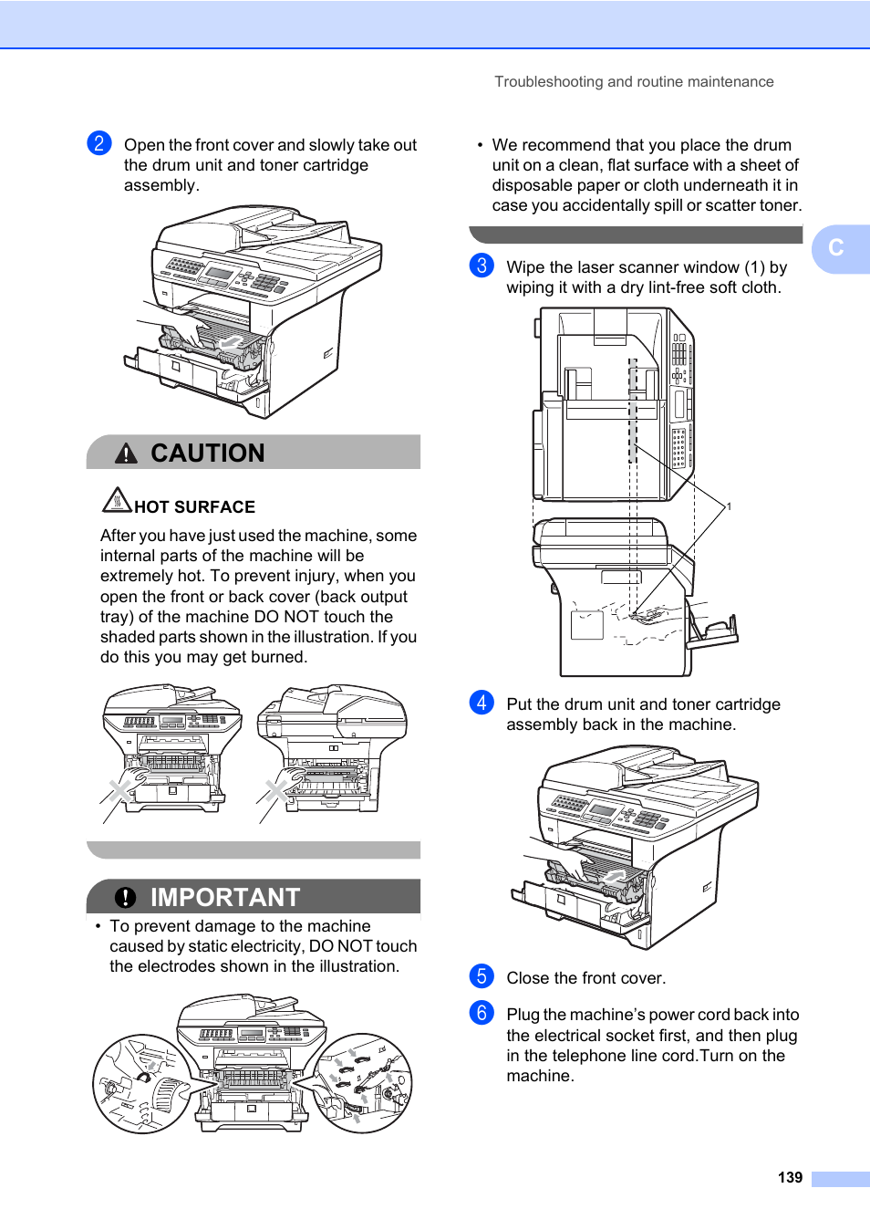 Caution, Important | Konica Minolta bizhub 20 User Manual | Page 148 / 203